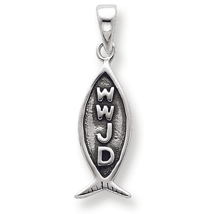 Sterling Silver Antiqued Ichthus Fish Pendant