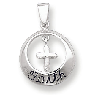 Sterling Silver Faith w-Cross Pendant