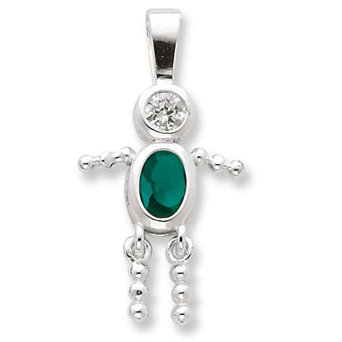 Sterling Silver CZ & December Glass Boy Pendant