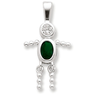 Sterling Silver CZ & May Glass Boy Pendant
