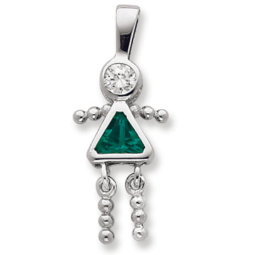 Sterling Silver CZ & December Glass Girl Pendant