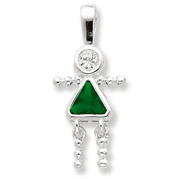 Sterling Silver CZ & May Glass Girl Pendant