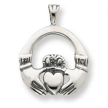 Sterling Silver Antiqued Claddagh Pendant