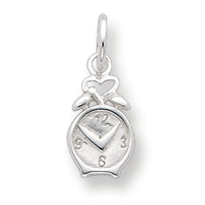 Sterling Silver Polished Clock Charm