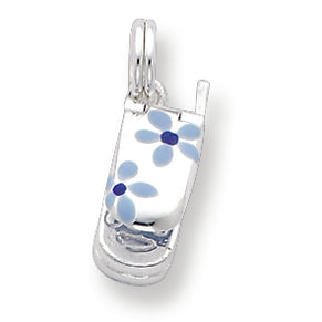 Sterling Silver Flower Enamel Movable Cell Phone Charm