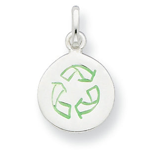 Sterling Silver Enameled Round Recycle Charm