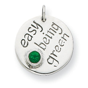 Sterling Silver Easy Being Green CZ Charm