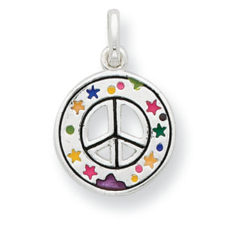 Sterling Silver Enameled Peace Sign Charm