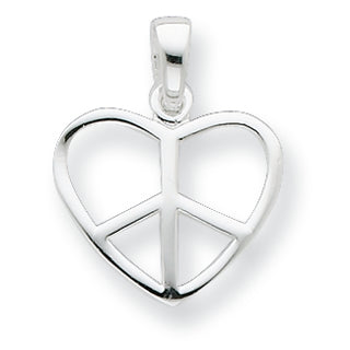 Sterling Silver Peace Sign Heart Pendant