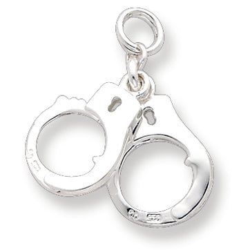 Sterling Silver Polished Movable Handcuffs w- Spring Ring Charm