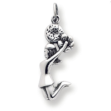 Sterling Silver Antiqued Cheerleader Charm