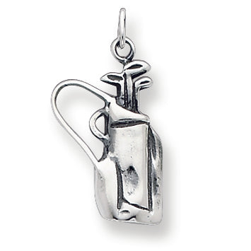 Sterling Silver Antiqued Golf Clubs w-Bag Charm