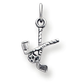 Sterling Silver Antiqued Golf Clubs w-Ball Charm
