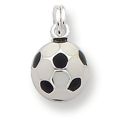 Sterling Silver Black & White Enameled Soccer Ball Charm