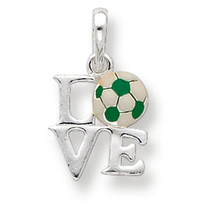 Sterling Silver Enameled & Polished Love Soccer Pendant