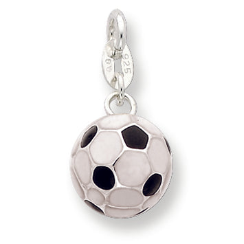 Sterling Silver Enameled Soccer Ball Charm