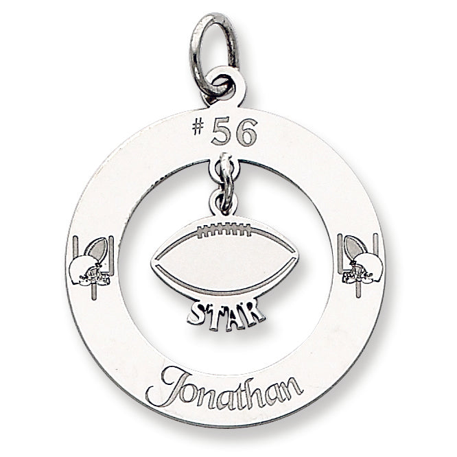 Sterling Silver Personalizable Football Star Charm