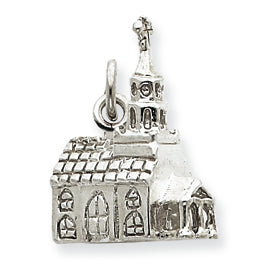 Sterling Silver 3-D Church Charm