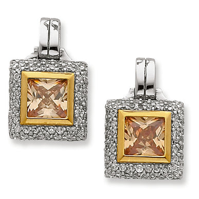 Sterling Silver & Vermeil CZ Post Earrings