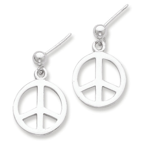 Sterling Silver Peace Sign Dangle Earrings