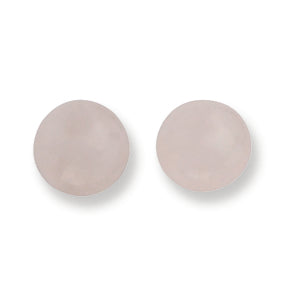 Sterling Silver 8-8.5mm Button Rose Quartz Post Earrings