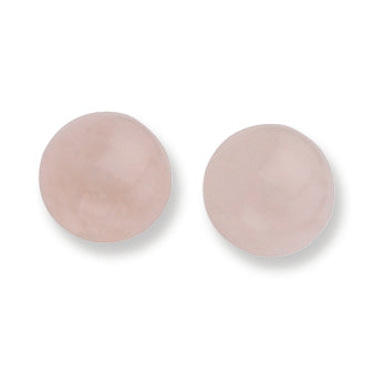 Sterling Silver 10-10.5mm Button Rose Quartz Post Earrings