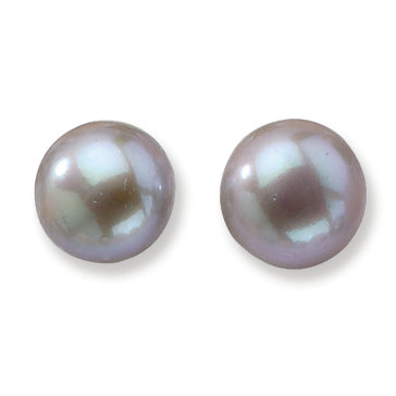 Sterling Silver 11mm Freshwater Cultured Silver Button Pearl Earrings