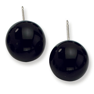 Sterling Silver 12-12.5mm Black Agate Earrings