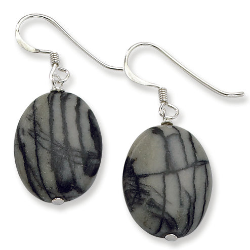 Sterling Silver Zebra Jasper Polished Dangle Earrings