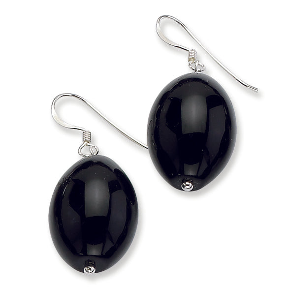 Sterling Silver Black Agate Dangle Earrings