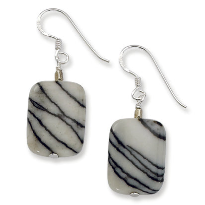 Sterling Silver Zebra Jasper Dangle Earrings