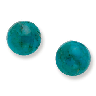 Sterling Silver 10-10.5mm Button Turquoise Post Earrings