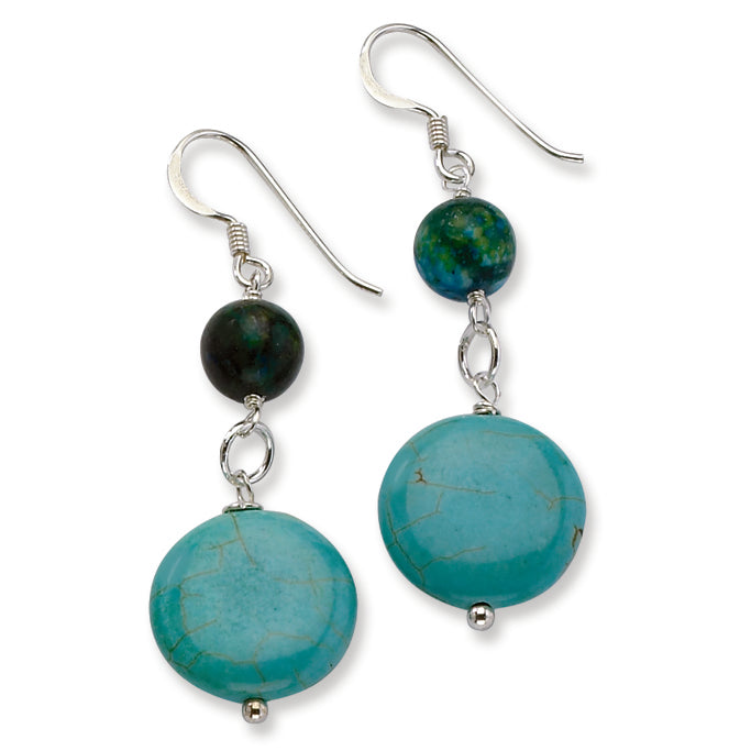 Sterling Silver Dyed Howlite-Chrysocolla Earrings