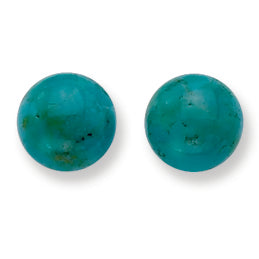 Sterling Silver 8-8.5mm Button Turquoise Post Earrings