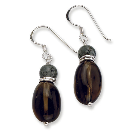 Sterling Silver Rutilated & Smokey Quartz Earrings