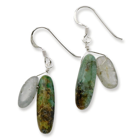 Sterling Silver Kyanite & Green Turquoise Dangle Earrings