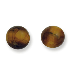 Sterling Silver 8-8.5mm Button Tiger Eye Post Earrings