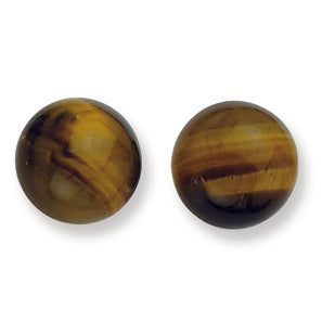 Sterling Silver Button Tiger Eye Post Earrings