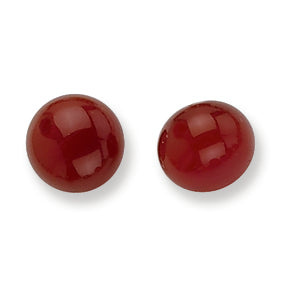 Sterling Silver 8-8.5mm Button Carnelian Post Earrings
