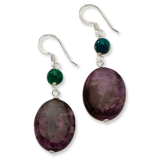 Sterling Silver Lepidolite-Stabilized Chrysocolla Earrings