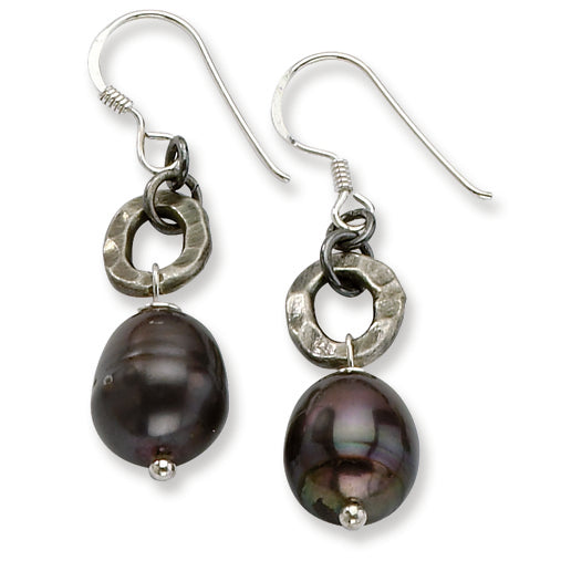 Sterling Silver Antiqued Freshwater Cultured Pearl Earrings