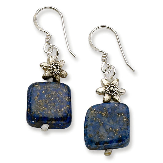Sterling Silver Lapis & Marcasite Earrings