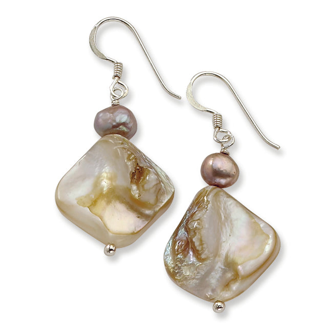 Sterling Silver Mother of Pearl & Freshwater Cultured Pearl Earrings