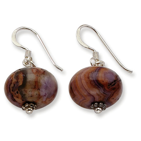 Sterling Silver Crazy Lace Agate Earrings