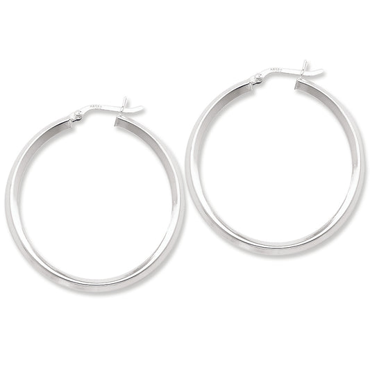 Sterling Silver 40mm Knife Edge Hoop Earrings