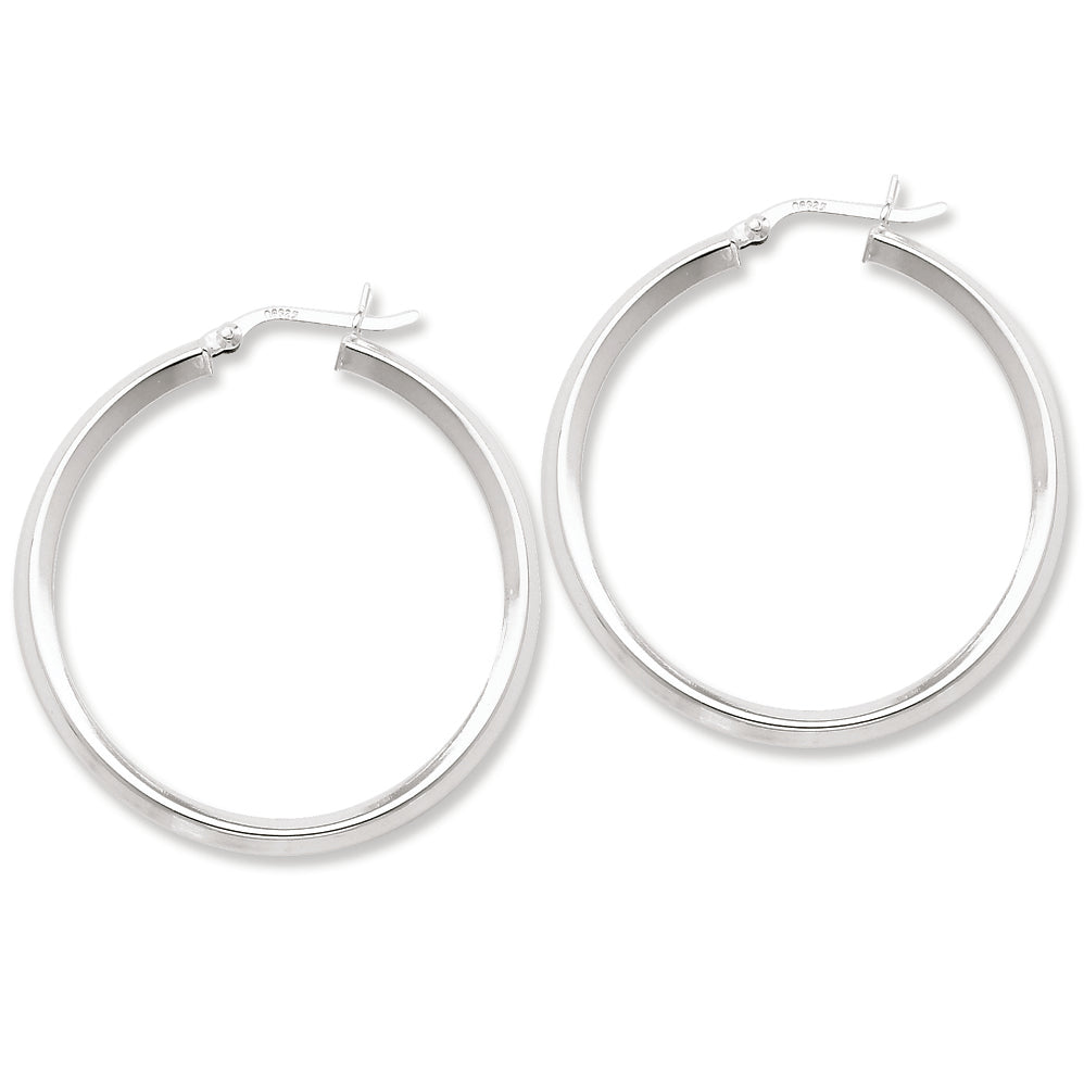 Sterling Silver 40mm Knife Edge Hoop Earrings