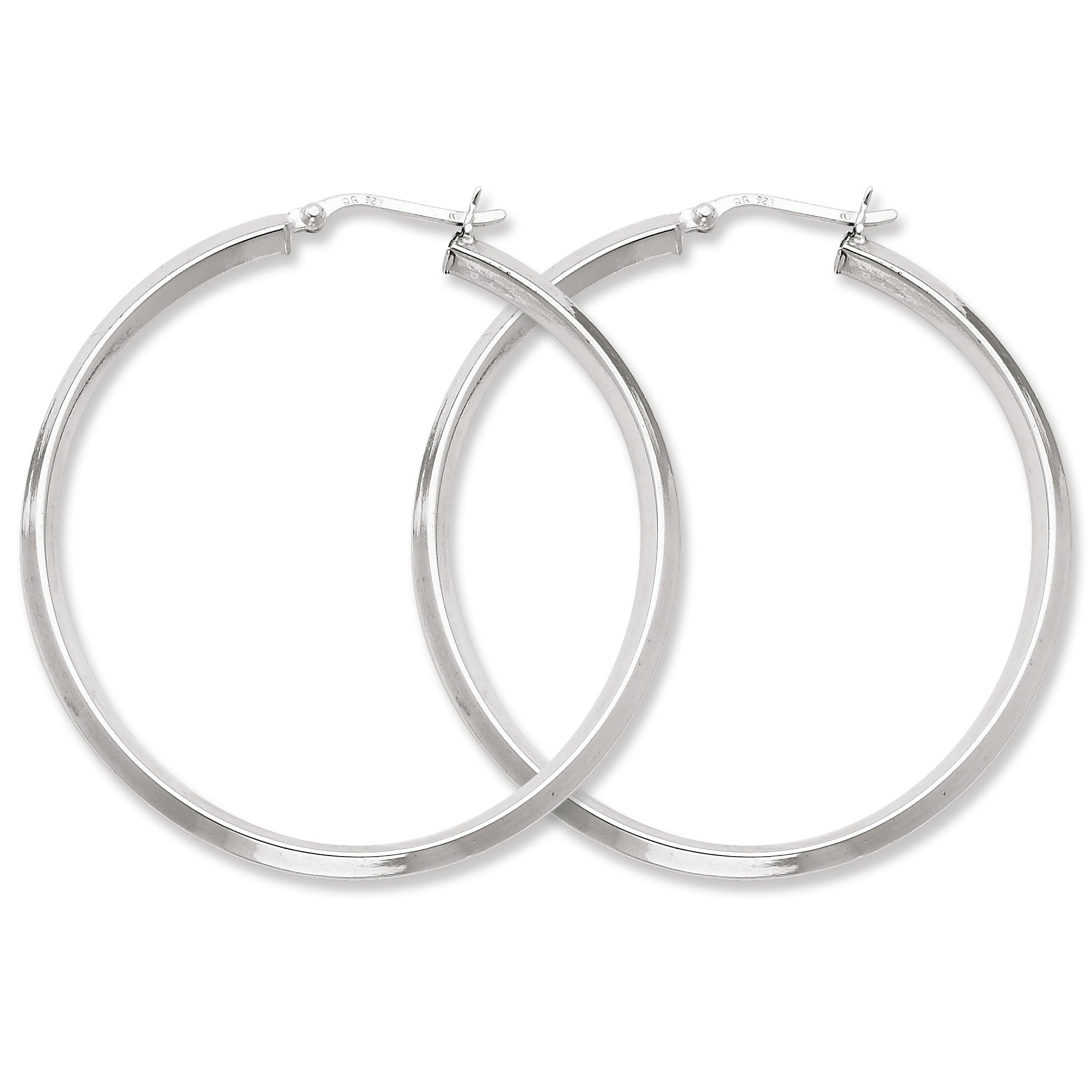 Sterling Silver 50mm Knife Edge Hoop Earrings
