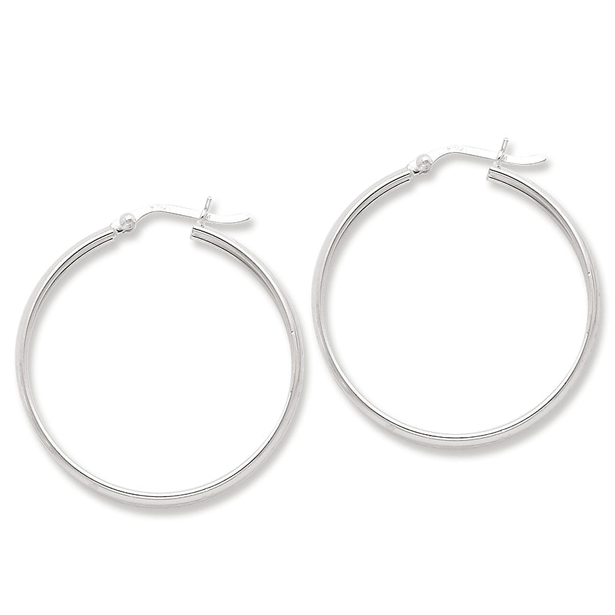 Sterling Silver 35mm Roman Numeral Design Hoop Earrings
