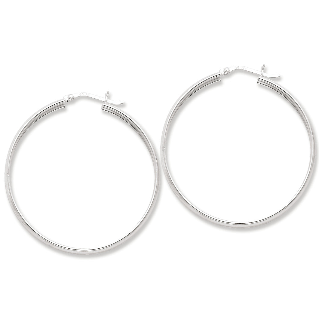 Sterling Silver 45mm Roman Numeral Design Hoop Earrings