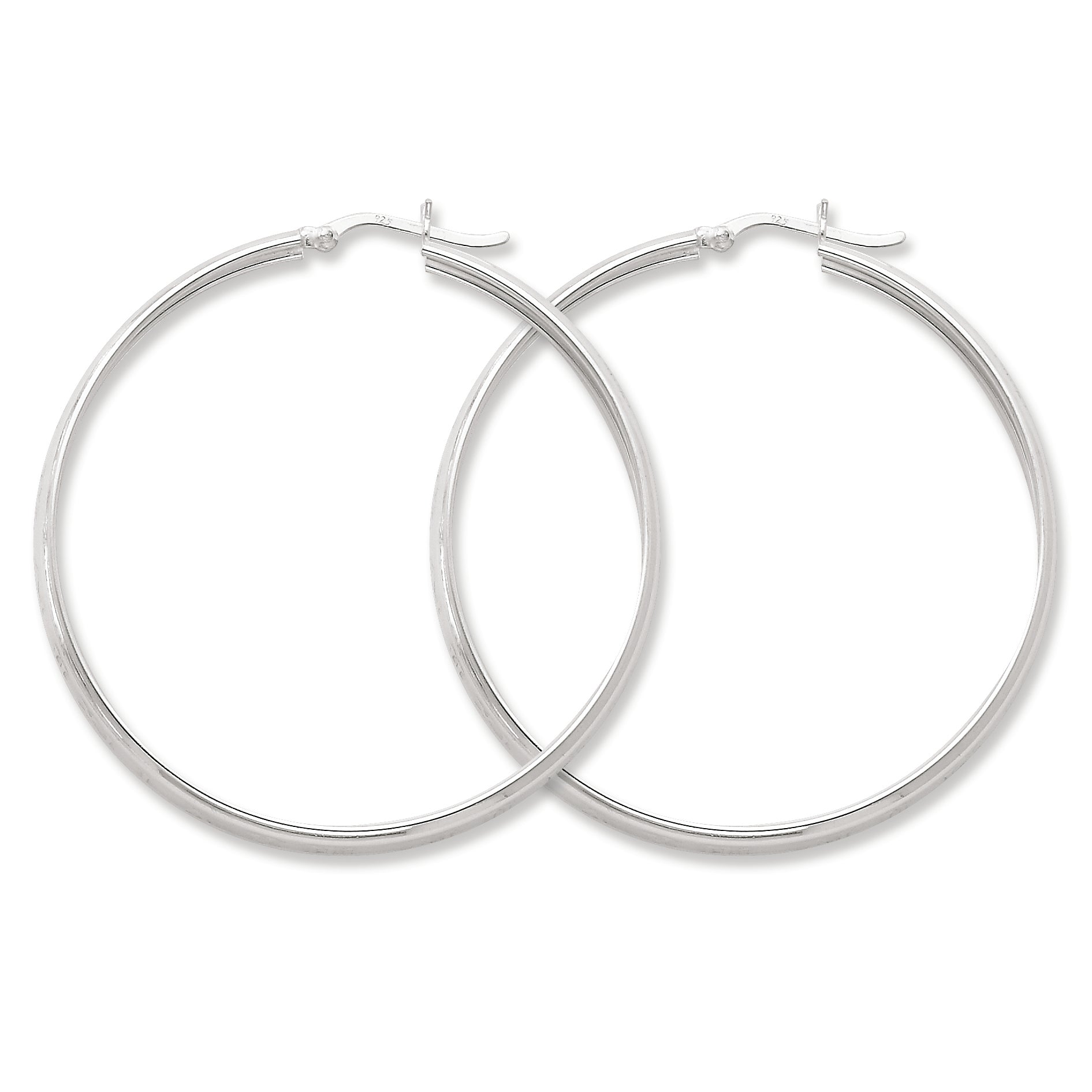 Sterling Silver 50mm Roman Numeral Design Hoop Earrings